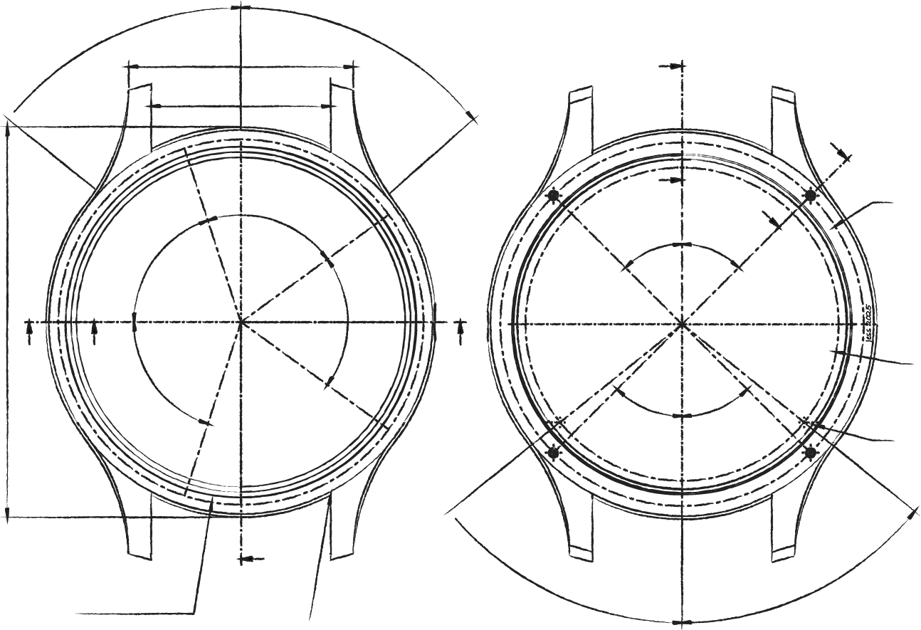 Official Atelier Pieters technical drawing showing the case profile