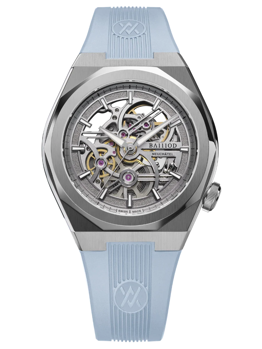 BA111OD Chapter 7 Skeleton in steel with its openworked dial visible