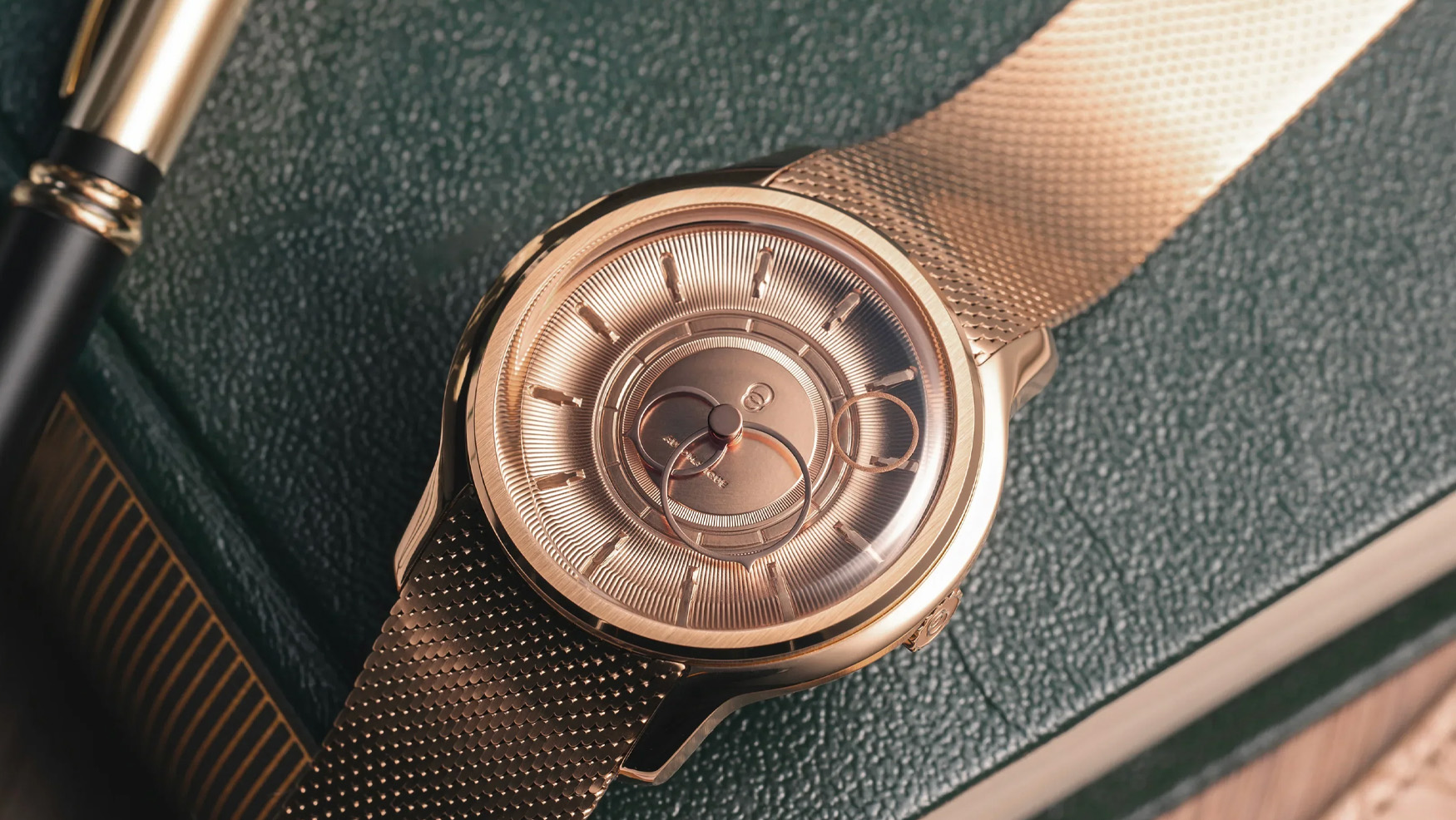Five Beaubleu watches showing circular hour and minute hands across different case shapes