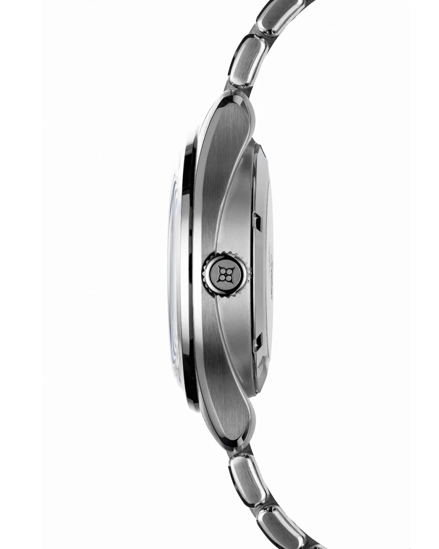 Side profile of the Beaucroft Contour GMT Tropical Teal case and bracelet